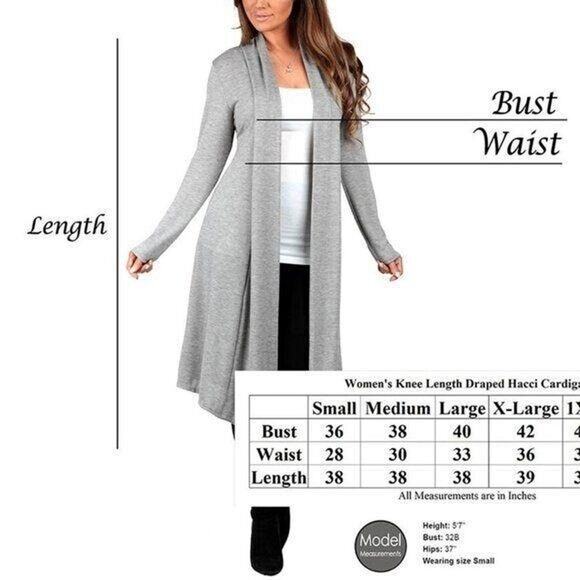Bee Uniq Womens Cardigan Sweater Knee Length Open Front Hacci Duster Gray Small - Picture 10 of 11